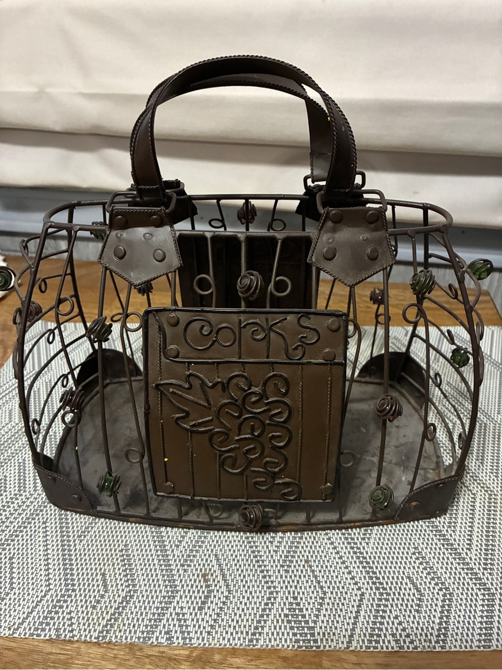 Vintage Metal Ornate Decorated Purse Holder Used to Save Corks